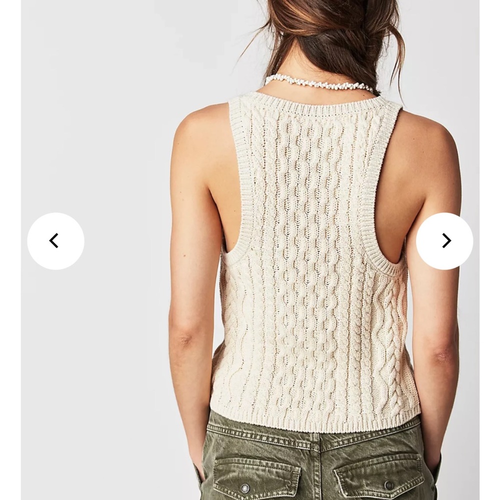 Free People High Tide Cable Tank In Ivory - Picture 2 of 9